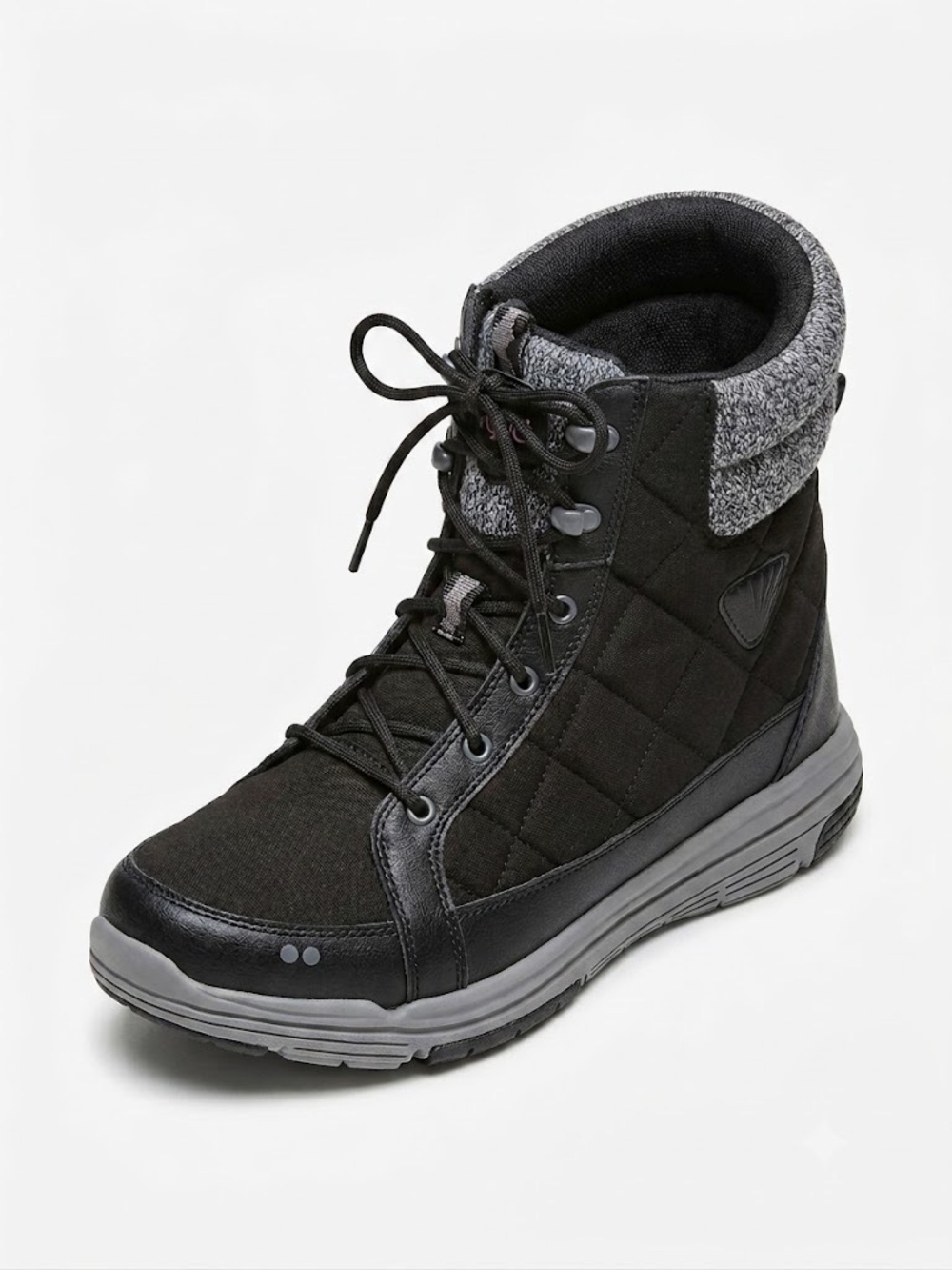 Ryka Aurora Winter Boots Womens Size 8 Black Gray Lace Up Comfort Hiking Shoes